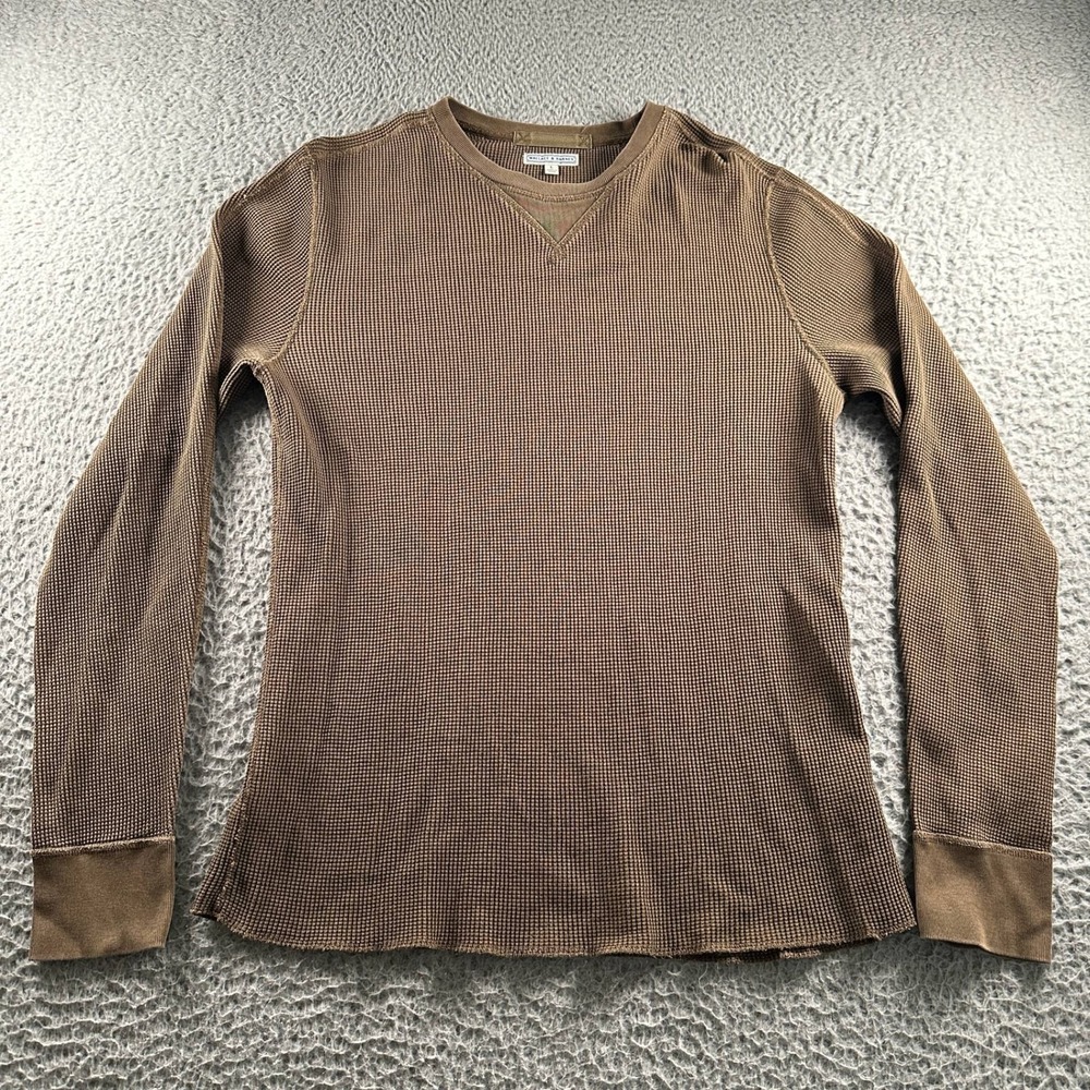 Wallace‎ & Barnes Thermal Shirt Mens L Brown Waffle Long Sleeve Crewneck Cotton
